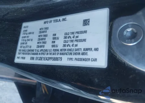 2023 Tesla Model 3 Rear-Wheel Drive из США, поврежденный, VIN 5YJ3E1EA3PF588879